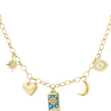 Blue & Orange Charm Necklace
